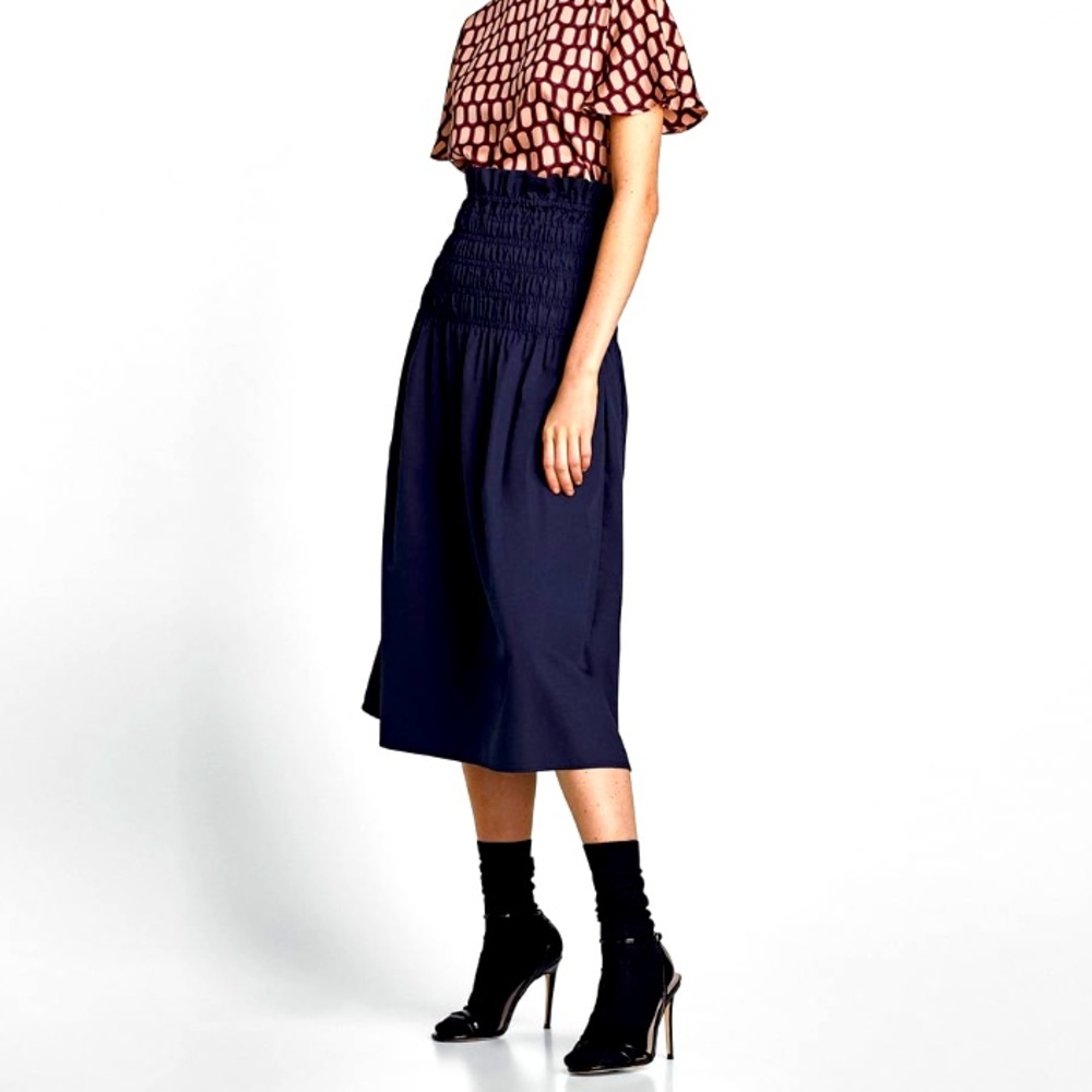 Zara High Waisted Pleated Midi Skirt